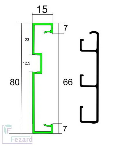 Алюминиевый плинтус Fezard Кабельный ALP-G80-LF Алюминий 80*15*2500 мм в Кирове