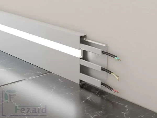 Алюминиевый плинтус Fezard Кабельный ALP-G80-LF Алюминий 80*15*2500 мм в Кирове